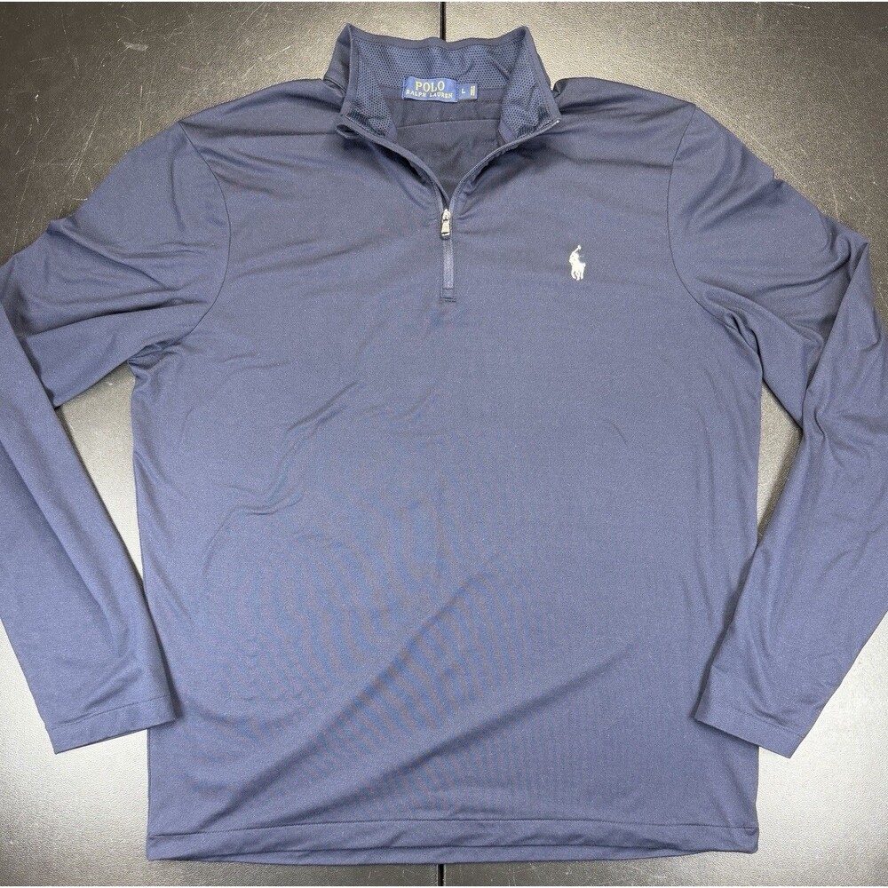 Polo Golf Ralph Lauren Pullover Mens Large Blue Quarter Zip Golf Performance